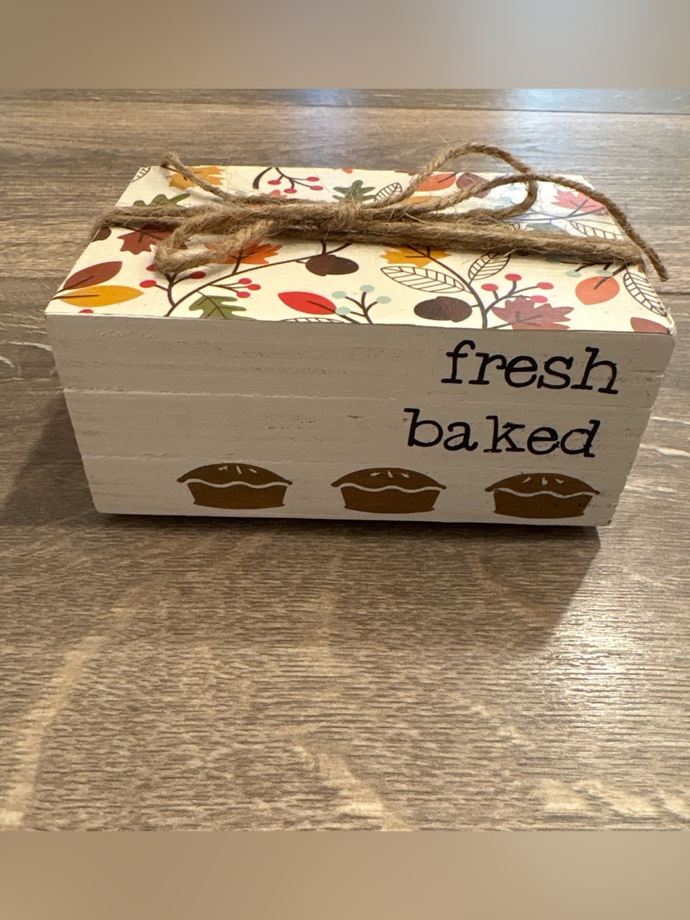 Fresh Baked Pie Fall Decorative Wood Book Stack